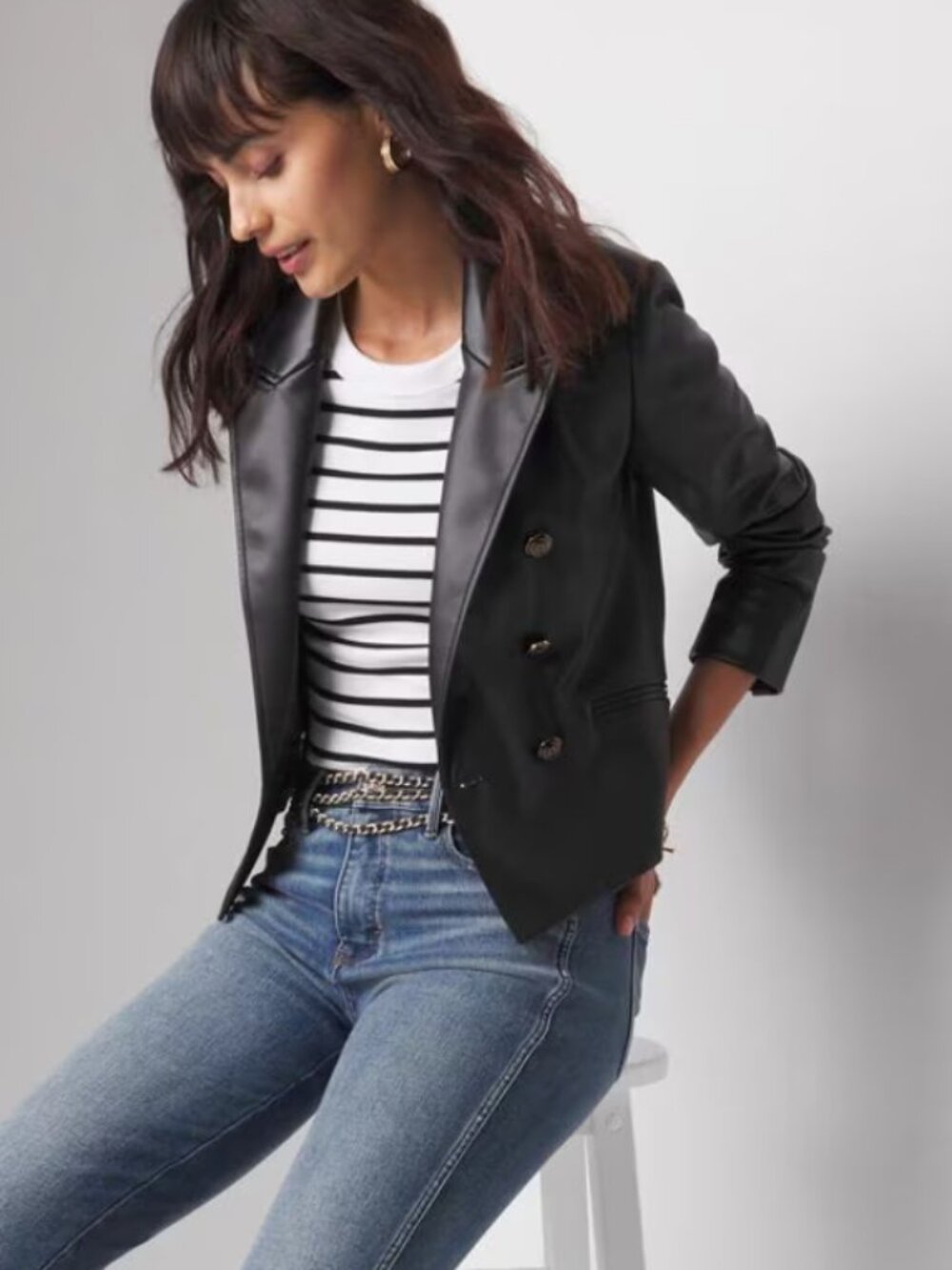 nwt WHITE HOUSE BLACK MARKET FAUX LEATHER CROP JACKET 0